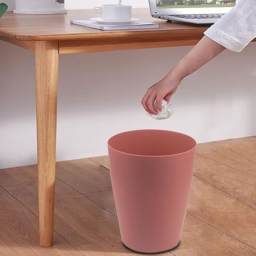 Feisco Small Trash Can,Plastic Round Bathroom Wastebasket Garbage Can for Bathroom Bedroom Kitchen Office (Brick Red, Pack of 2)