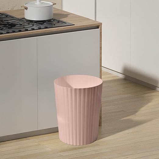 Small Platic 2 Gallon Trash Can - Compact Wastebin for Bathroom, Kitchen, Office, Home Use - Pink