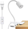 Clip on Desk Lamp, White Clip Lamp Holder with 220 CM Switch and Plug Cable, Clamp Light Socket with Metal Clamp, 9-350 MM Thickened Lengthened Gooseneck Light, E27 Lamp Holder, for Home Office