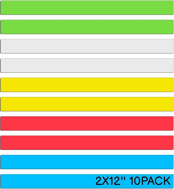 Realth Dry Erase Magnetic Tape Multi Colors 2'' × 12'' 10 Pcs, Reusable Magnetic Lables for Teacher, Dry Erase Magnets for Home Office Classroom Whiteboard