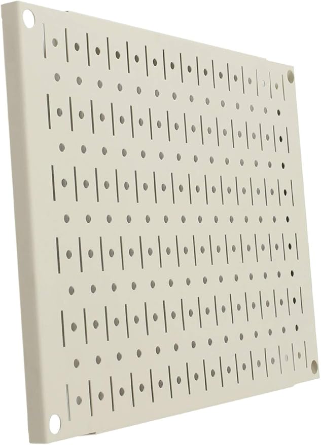 Wall Control Pegboard Wall Organizer Tiles Modular Beige Metal Pegboard Tiling Set - (4) 12in Tall x 16in Wide Tan Cream Colored Peg Board Panel Wall Storage Tiles - Easy to Install (Beige)