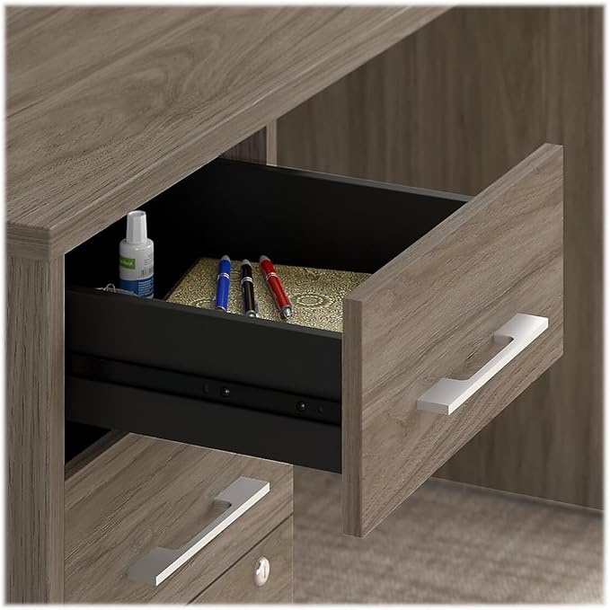Bush Business Furniture Office 500 72W L Shaped Executive Desk with Drawers in Modern Hickory, Large Computer Table for Home Office or Professional Workspace