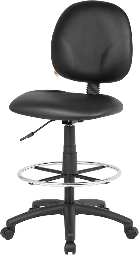 Boss Office Products Stand Up Caressoft Drafting Stool Without Arms in Black (B1690-CS)