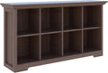 OSCHF Cube Shelf Bookcase with Base - Wooden 2 Tiers Floor Standing Low Storage Cabinet for Home and Office, 8-Cube Lattice Bookshelf, Walnut