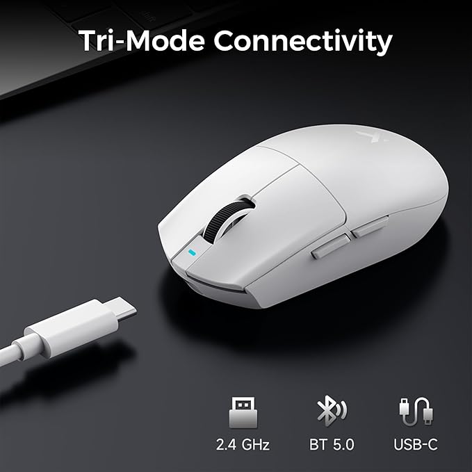 MCHOSE G3 V2 Wireless Gaming Mouse, Symmetrical, PAW3311, 12K DPI, Tri-Mode Connection, Wireless/Wired 1K Polling, 59g Weight, 800mAh Battery - Black