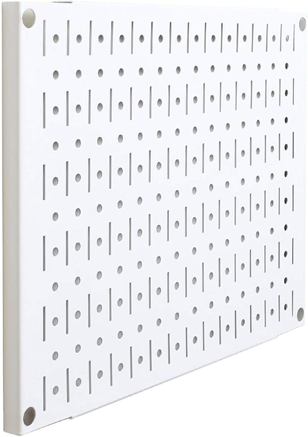 Wall Control Pegboard Wall Organizer Tiles Modular Metal Pegboard Tiling Set - Four 12-Inch Tall x 16-Inch Wide White Peg Board Panel Wall Storage Tiles - Easy to Install (White)