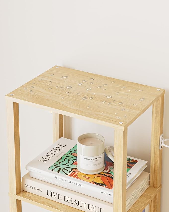 Open Book Shelf, 4 Tier Small Bookshelf, Freestanding Shelf Narrow Bookcase with Open Shelves, 14.96" x 10.63" x 41.26", Book Shelves for Living Room, Office, Study, Oak