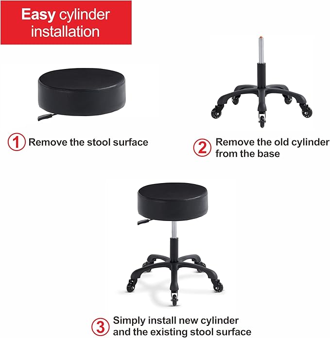 High Piston Adjustable (Extended Height:18.5''/28.74'') Hydraulic Gas Lift Cylinder,Universal Size Replacement for Most Stool Chairs,Smooth and Noiseless(Black)