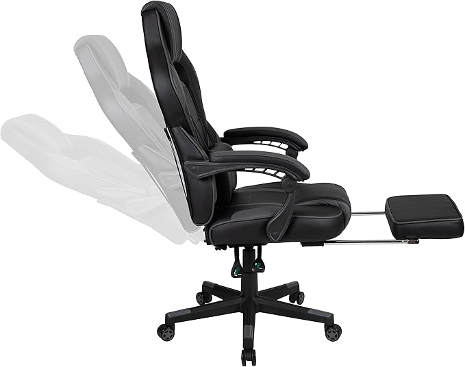 Flash Furniture Optis Gaming Desk with Cup Holder/Headphone Hook/Removable Mousepad Top & Black Reclining Back/Arms Gaming Chair with Footrest
