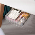 Under Desk Storage Drawer Self-Adhesive Easy Hidden Desktop Organizer, Attachable Clear Acrylic Storage Tray Under Table Drawer for Home Office School Counters Workstation