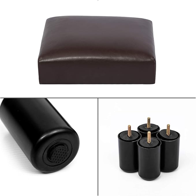 Ottoman Footrest Stool Small Modern Rectangular Seat Chair Footstool (Brown PU Leaher)