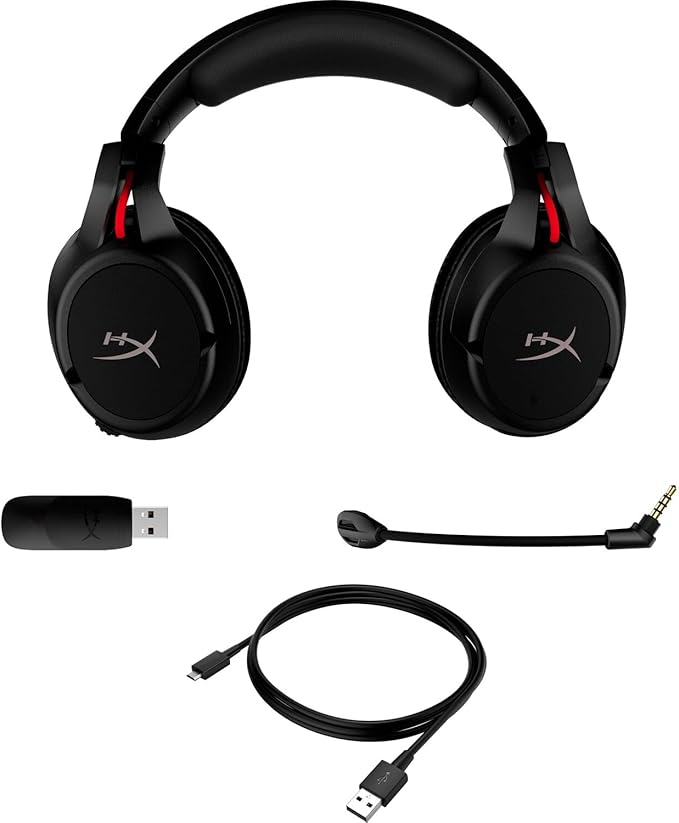 HyperX Cloud Flight - Wireless Gaming Headset, Battery Lasts Up to 30 hours of Use, Detachable Noise Cancelling Microphone, Red LED Light, Bass, Comfortable Memory Foam, PS4, PC, PS4 Pro (Renewed)