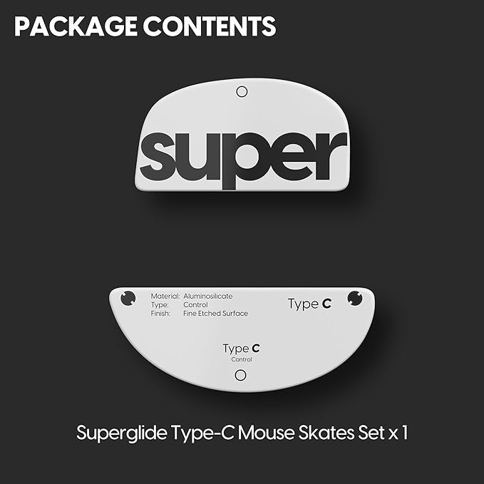 Superglide Glass Mouse Skates - Consistent Controllable Glide, Polished Round Edge, Super Balanced Gaming Mouse Feet with Durable Sole for Pulsar ZywOo (Type-C, White)
