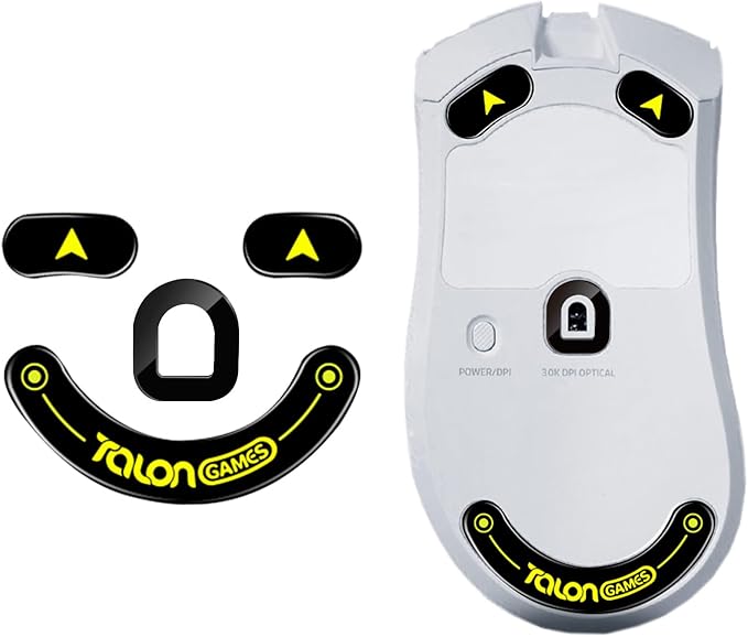 TALONGAMES Curved Edges Ultra Strong Glass Mouse Skates Feet Compatible with Razer DeathAdder V3 Pro Gaming Mouse Feet Replacement,Super Smooth Glide Fast and Durable Sole