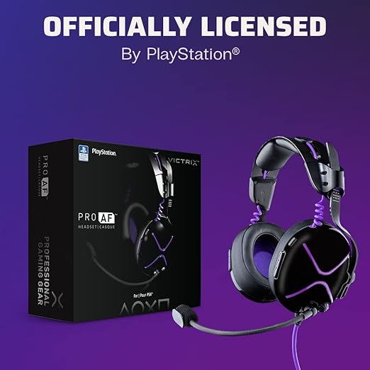 PDP Victrix Pro AF Premium Wired Esports Gaming Headset for PlayStation 5 - Removable Boom Microphone PS4/PS5/PC (Black/Purple)