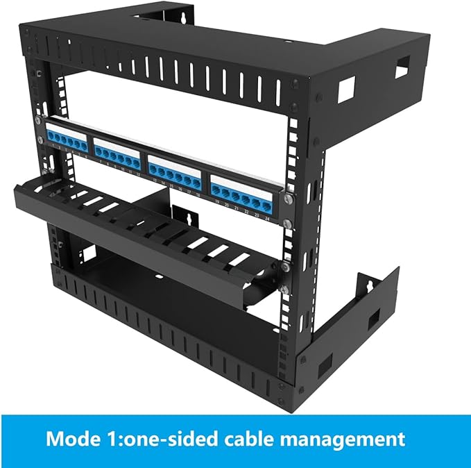 Jingchengmei All Metal 1U 19 Inch Server Rack Wire Management System-Horizontal Rack Mount 12 Larger Slots Cable Manager (AHMMA1U12S, Black)