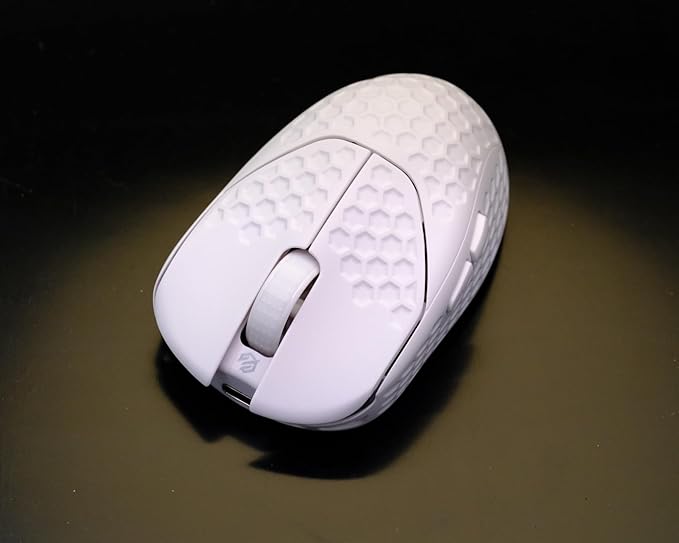 GWolves HTR Lightweight Wireless Fingertip Grip Gaming Mouse,~28Gram,8K-Report,Low Latency,PAW3395 26,000CPI,Nrf52840 CPU,6 Programmable Btns,On-Board Memory,PC/Mac and Laptop (No-Honeycomb, White)