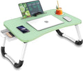 Fayquaze Portable Foldable Laptop Bed Desk with Storage Drawer and Cup Holder - Lap Desk Laptop Stand Tray Table for Eating, Reading and Working