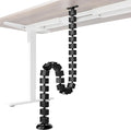 PEGZONE Under Desk Cable Management Spine, Flexible Cable Snake Organizer for Standing Desk, Screw Mounted Vertebrae Wire Management for Table, Black