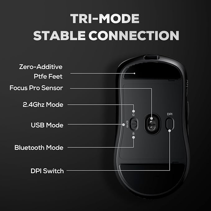 RK ROYAL KLUDGE RK M3 Wireless Gaming Mouse, 47g Lightweight Computer Mouse with PAW3950 Optical Sensor, 8K Polling 42000 DPI, Triple Modes PC Game Mice with 5 Programmable Buttons for Win/Mac, Black