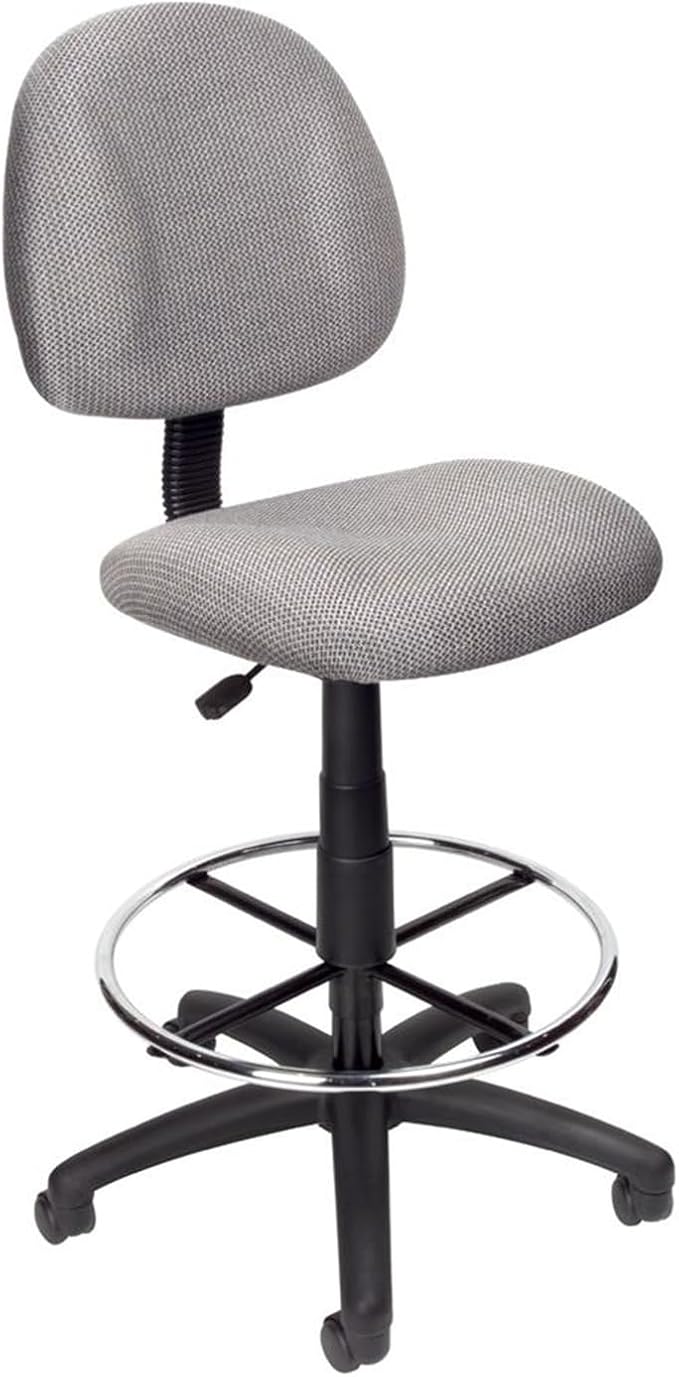Maykoosh Drafting Stool with Footrest - Adjustable Height - Grey
