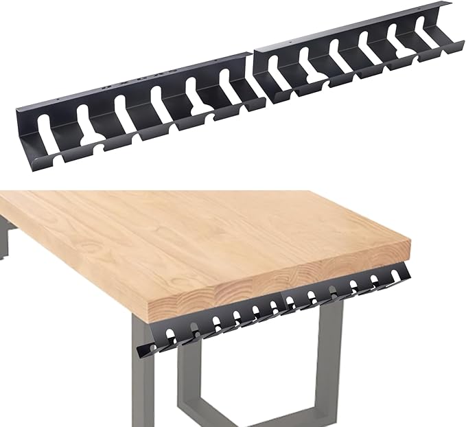 Cable Management Trays，and Wire Organizers, Suitable for Both Offices and Homes，Wall Mount Cable Management Rack, 2-Pack Metal Wire Organizer with Mounting Screws, Black，Under Desk