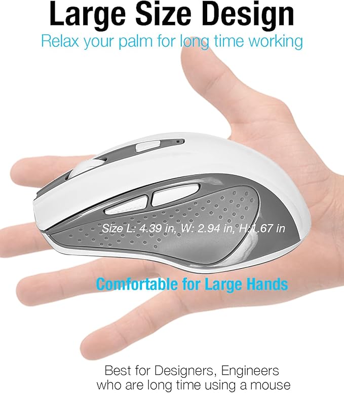 USB C Wired Mouse, Ergonomic Large Size Gaming and Office Mouse with USB C to USB A Adapter for MacBook Pro, iPad Pro, Computer and Laptops-White