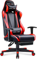 GTPLAYER Gaming Chair with Footrest, Ergonomic Computer Game Desk Chair, Reclining Game Chair Seat Height Adjustment, Swivel Rocker with Headrest and Lumbar (Red)
