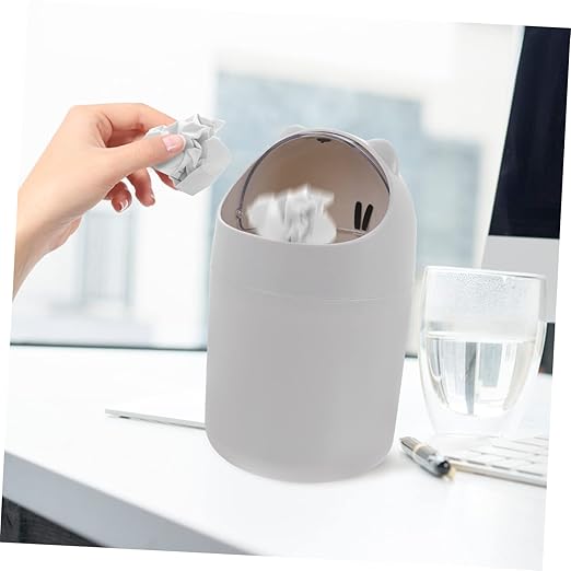 MAGICLULU Desk Trash Can Slim Plastic Garbage Can Lid Bedroom Desktop Mini Trash Bin for Office