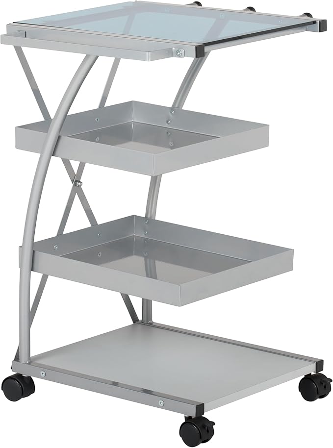 SD STUDIO DESIGNS Modern Triflex Mobile Storage Taboret for Arts and Crafts Silver 18.5" W x 16" D x 25.5" H