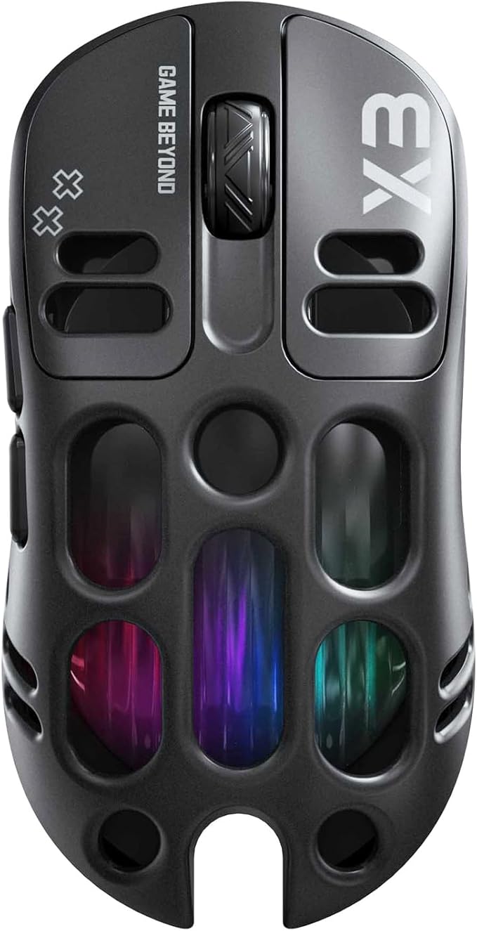 X3 Wireless Gaming Mouse with 70g Lightweight Hollowed Out Design – 12,000 DPI PAW 3311 Sensor, 6 Programmable Buttons, Support Wired/2.4GHz/BT for PC/Mac/Gamer (Black)