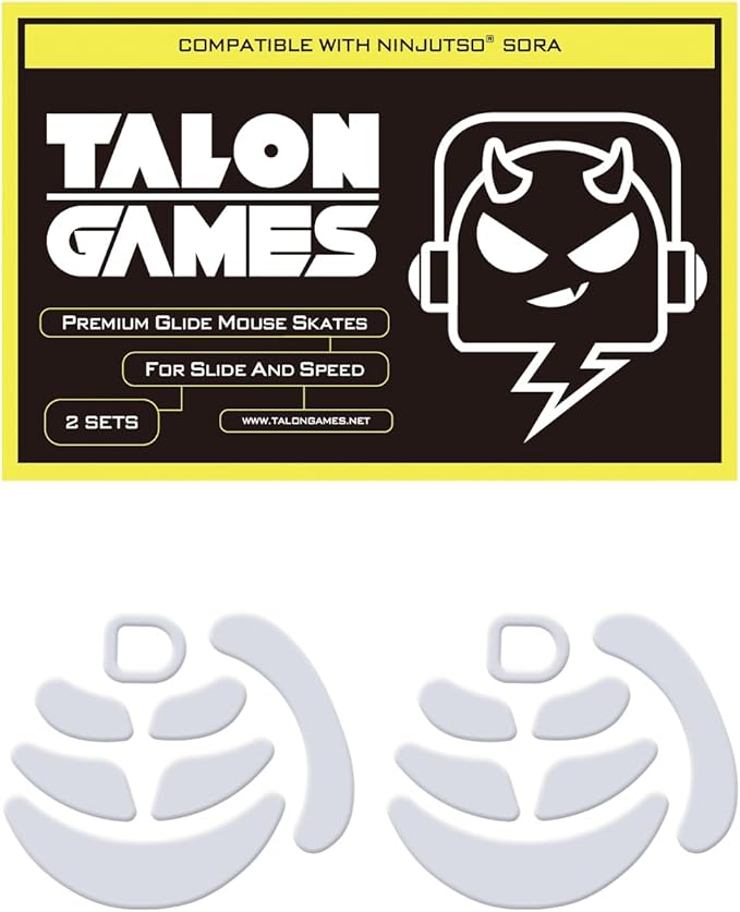 2Sets of TALONGAMES Rounded Curved Edges Mouse Feet Skates Compatible with Ninjutso Sora Gaming Mouse Feet Replacement,0.8mm,Pure PTFE Material with Super Smooth Glide Pads