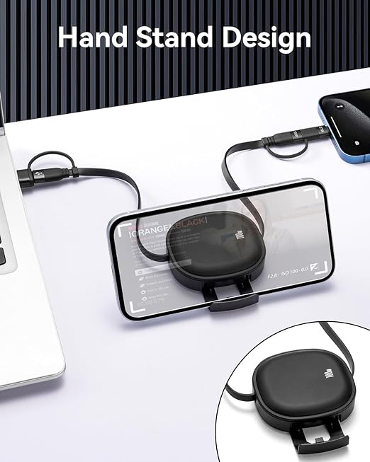 5 in 1 Retractable USB Type C Cable, 100W Multi Fast Charging Cable 5A Charging Cord USBC Charger with USB C/A to C/Lightning Travel Charger for iPhone 17 16 15 14,MacBook,iPad,Samsung S24 S23-3.86FT