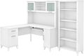Bush Furniture Somerset 60W L Shaped Desk with Hutch and 5 Shelf Bookcase