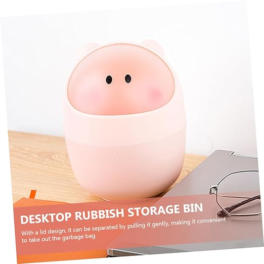 Cabilock Slim Can Flip Lid Desktop Garbage Bin Storage Bin for Kitchen Trash Can for Bedroom