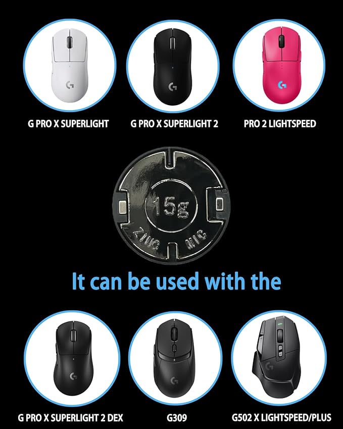 The Mouse Balance Tuning Weight (Standard 15g), Mouse Weight, Replacement for Logitech G Pro X Superlight/G Pro X 2 Superlight/G502 X Lightspeed/G502 X Plus Lightspeed Wireless Gaming Mouse