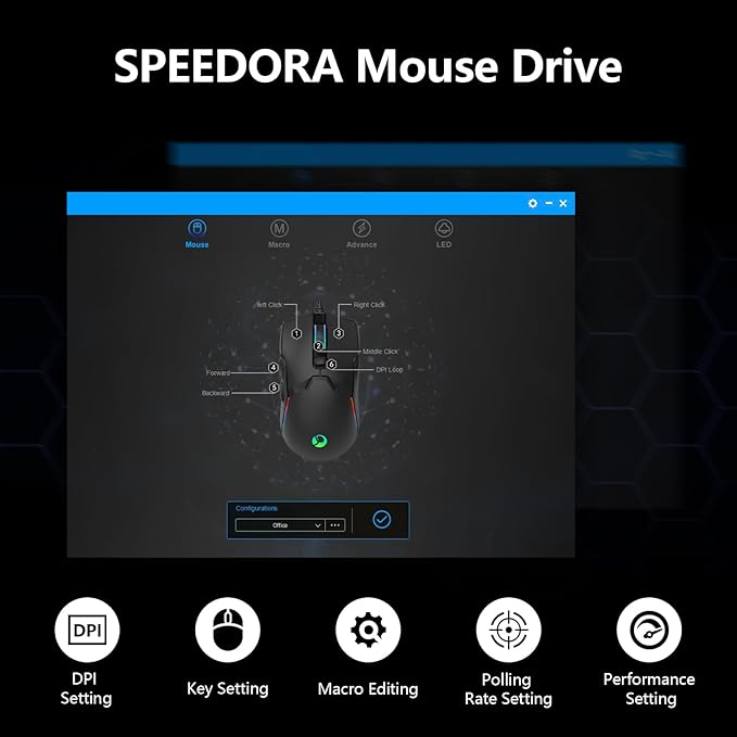 Wired Gaming Mouse,Ergonomic 8000 DPI Optical Gaming Mice with 12 RGB Backlit Modes, 6 Programmable Buttons, DIY Software for PC Gamer & Office