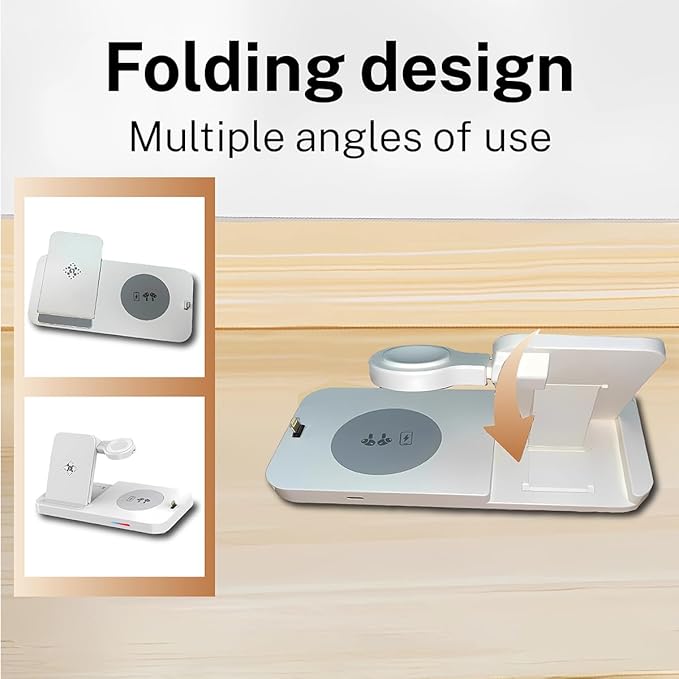 6-in-1 Fast Wireless Charging Station for iPhone 16/15/14/13, Apple Watch Ultra/9/8, AirPods Pro,18W Qi-Certified (B19-C-WHITE)