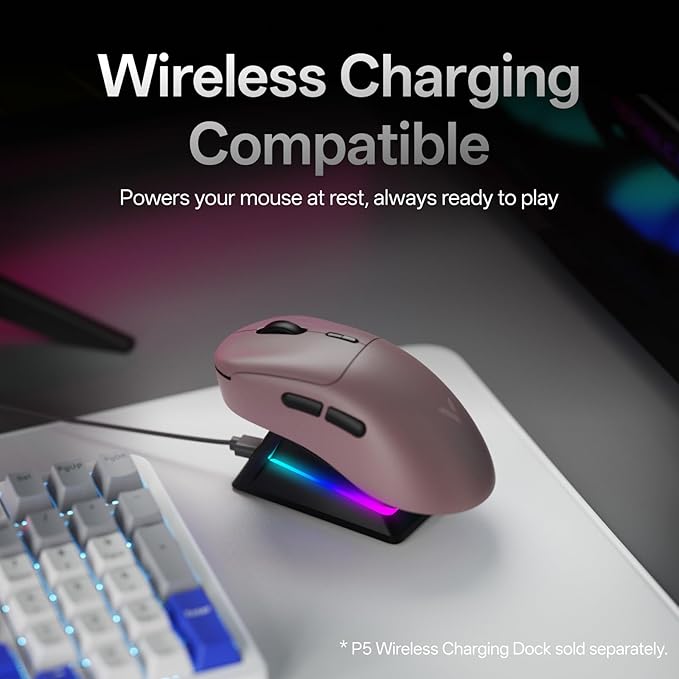 Rapoo VT3 Gen-2 Wireless Gaming Mouse, True 8K Wireless Polling Rate, 53g Lightweight, Up to 750 Hr Battery, Nordic nRF54L15 MCU, 100-Million Mechanical Switch, 10 Programmable Buttons, Macro Enabled