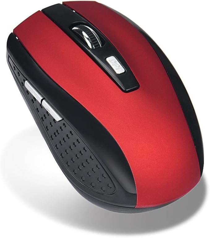 Generic 2.4GHz Wireless Gaming Mouse, Portable Office Optical Mouse, 6 Buttons, Max 10 Meters Operating Distance, Lightweight, Save Power, for Laptop, Computer, PC, Notebook, Desktop, Red