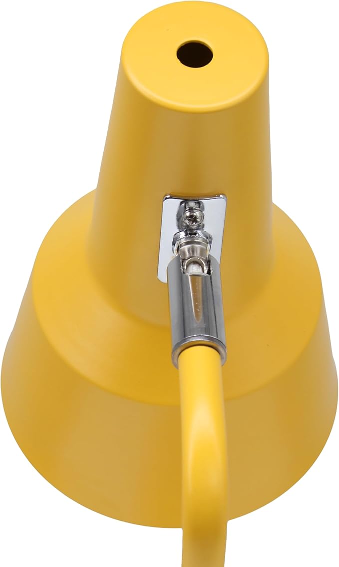 Simple Designs LD1072-YLW 15.2" Sleek Essentials Metal Cone Shade Desk Lamp with Adjustable Shade and Dual USB Ports, for Office, Desk, Nightstand, Dorm, Yellow