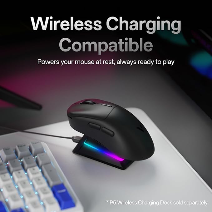 Rapoo VT3 Gen-2 Wireless Gaming Mouse, True 8K Wireless Polling Rate, 53g Lightweight, Up to 750 Hr Battery, Nordic nRF54L15 MCU, 100-Million Mechanical Switch, 10 Programmable Buttons, Macro Enabled