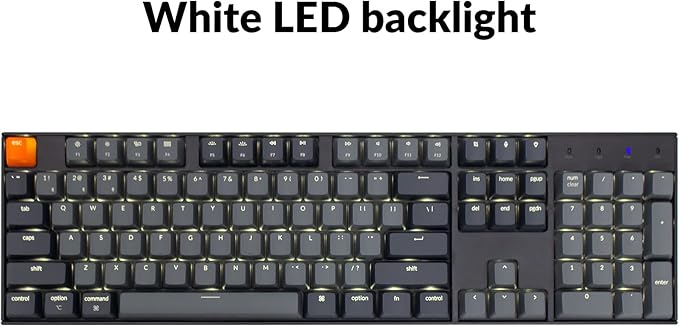 Keychron K10 Full Size 104 Keys Bluetooth Wireless Mechanical Gaming Keyboard for Mac Windows with Keychron Super Red Switch, Multitasking/White LED Backlight/USB C Wired Computer Keyboard