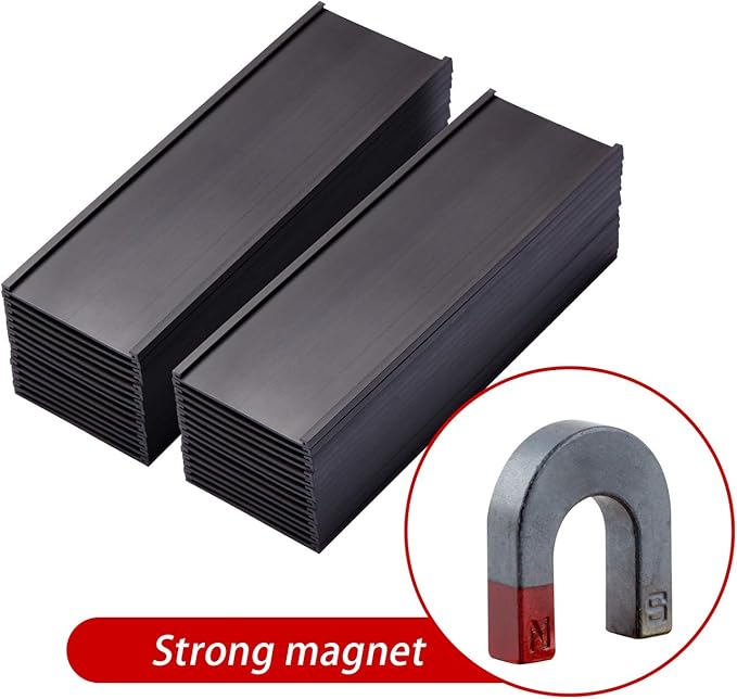 Eeoyu Magnetic Label Holders with Magnets Magnetic Data Card Holders with Clear Plastic Protectors for Metal Shelf, Whiteboard, Set of 50 (2 x 5.5 Inch)