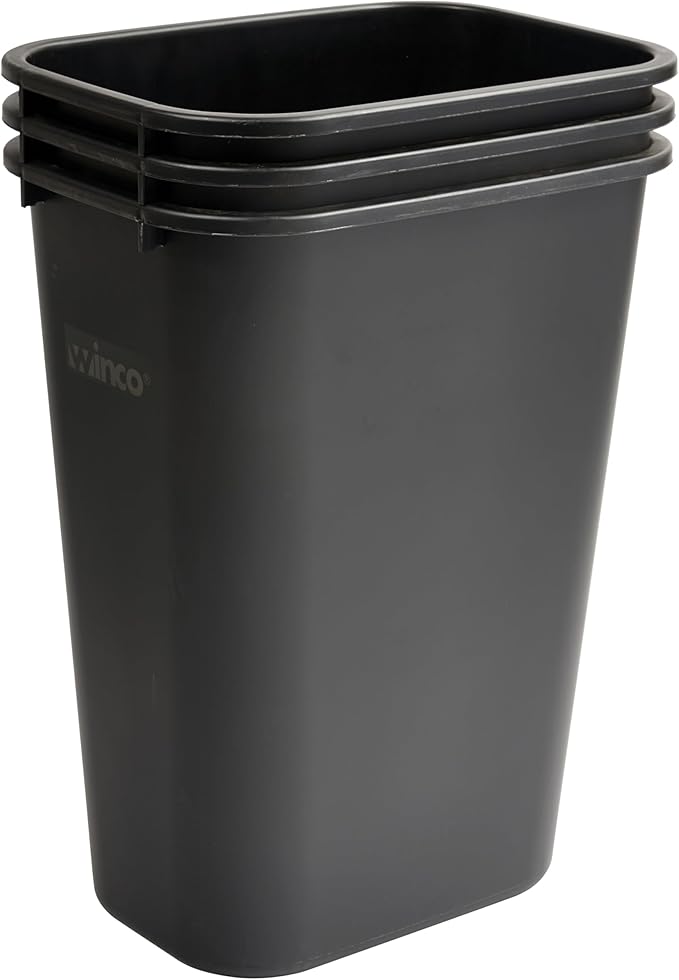Winco Waste Basket for Home and Office, 10 Gallon, Black