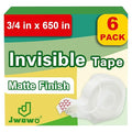 Tape, Invisible Tape Rolls with 6 Dispensers, Home Office Supplies and Back to School Supplies for College and Classrooms, Matte Finish, 3/4 in x 650 in