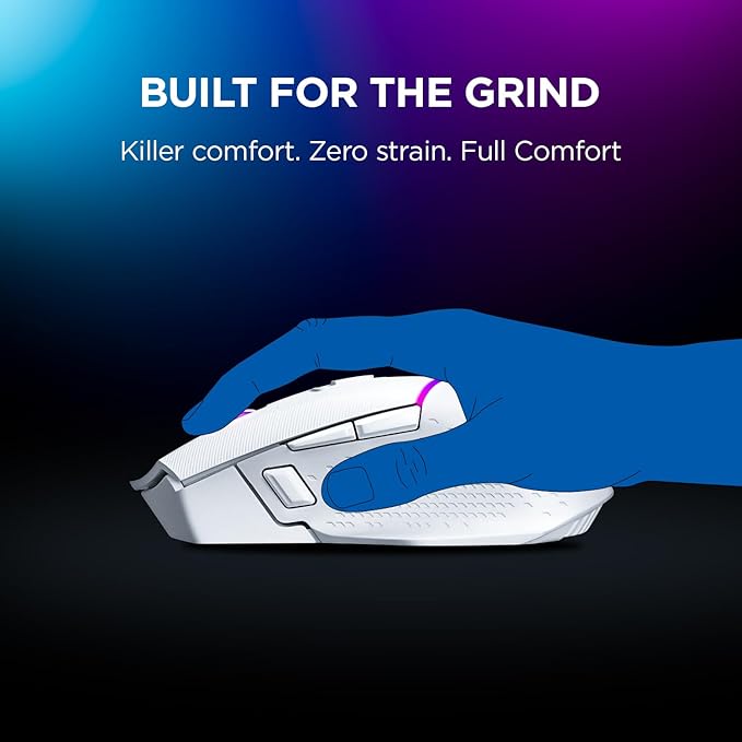 Rampage Drop M3 White Wireless Gaming Mouse – 10,000 DPI RGB Backlit, Wired/Wireless Dual Mode, 2.4GHz USB Receiver, USB-C Rechargeable, 8D Macro Buttons, Ergonomic Mouse Gamer