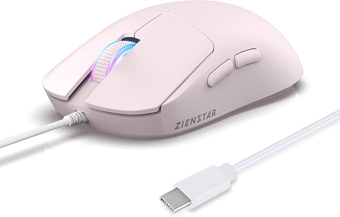 HXMJ Wired USB C Gaming Mice,7200DPI,Corded Mouse with RGB Backlit for Apple MacBook,Tablets,Computer or Laptops with Type C Port-Pink