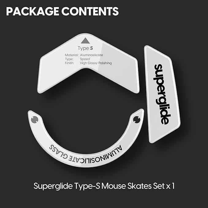 Superglide Glass Mouse Skates - Super Smooth Glide, Polished Round Edge, Super Fast Gaming Mouse Feet with Durable Sole for Logitech G502 X (Type-S, White)