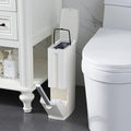 Slim Bathroom Trash Cans with Lid 4.4 Inches Wide/0.7 Gallons(3 Liters),Small Narrow Lidded Bathroom Trash Can with Toilet Brush for RV Camper,Tiny Garbage Can Rv Accessories for Inside(White)